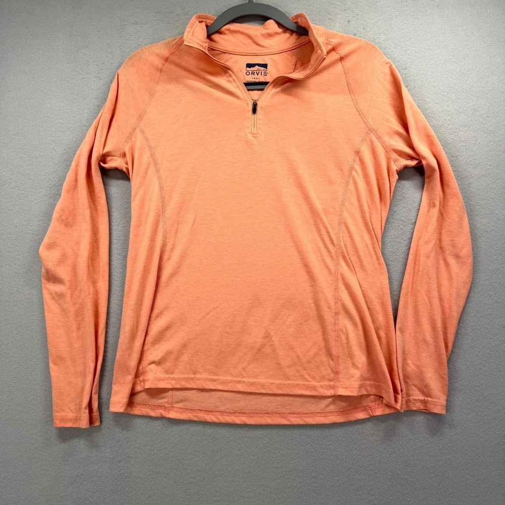 Orvis Trail 1/4 Zip Shirt Womens Small Coral Performance Baseā Layer Long Sleeve